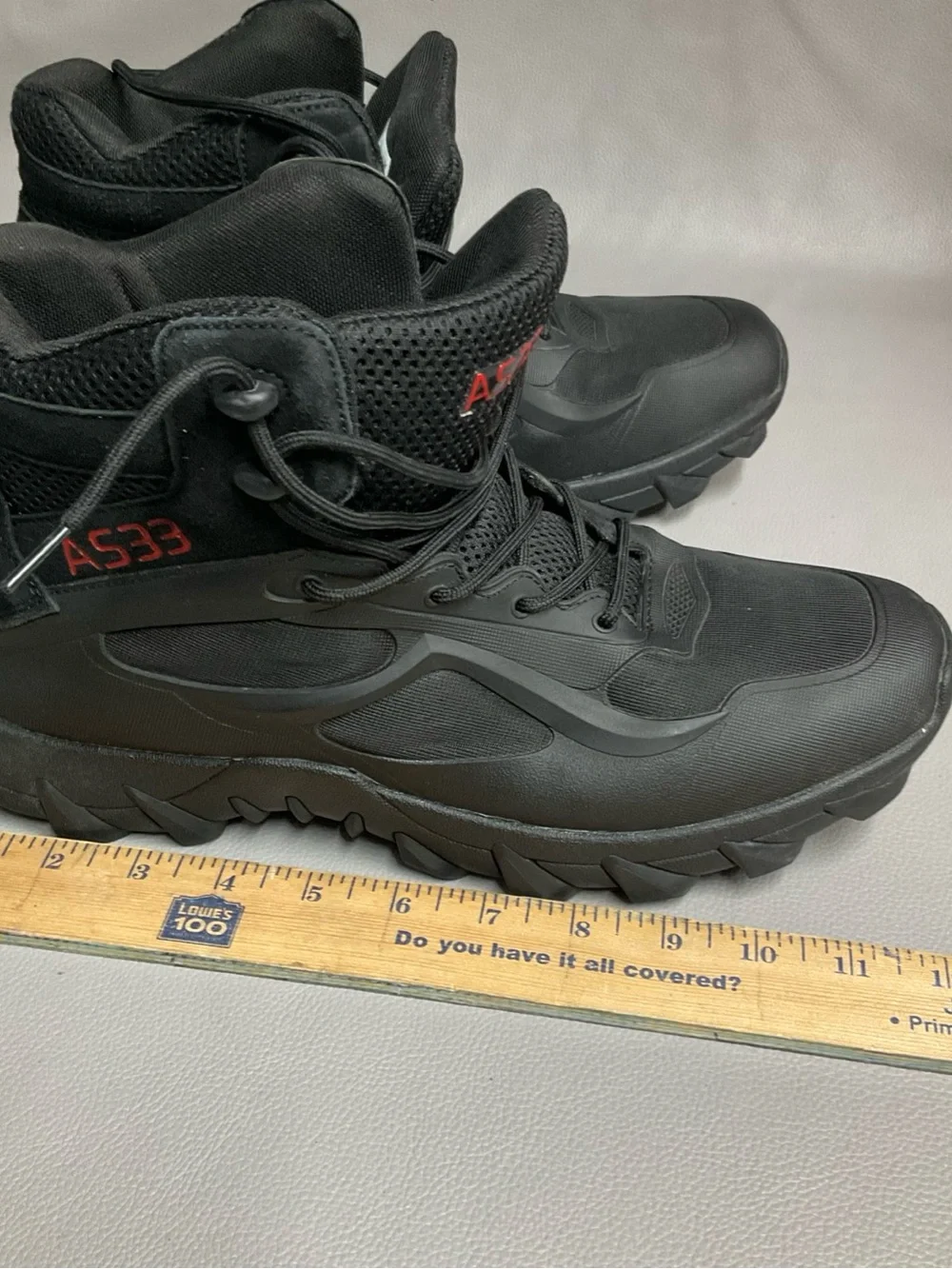 All-Black Tactical Hiking Boots with Red Accent